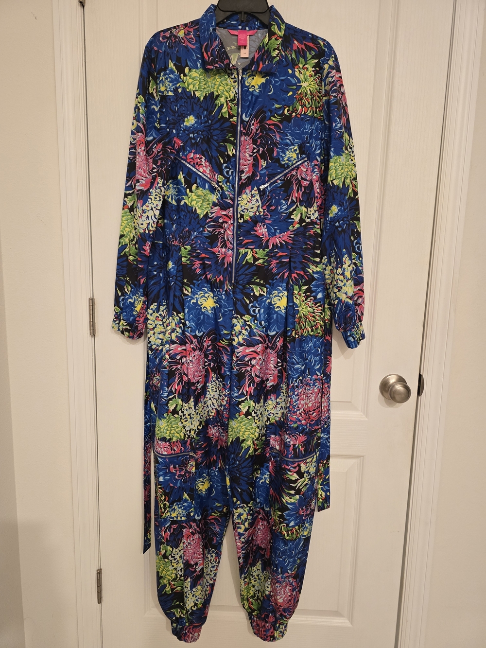 Victoria's Secret Blue Floral Zip-Front Jumpsuit